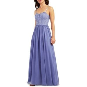 NWT BCX Dress Lace Mesh Insert Optional Strap Purple Gown size 1 XS